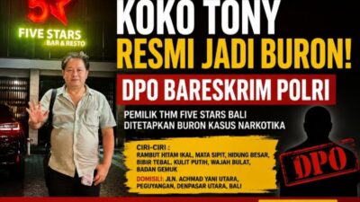 Resmi Buron, Owner Five Stars Bali Koko Tony DPO Bareskrim Polri